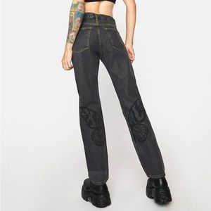 SOLD OUT Urban Outfitters X-Girl straight leg denim butterfly jeans black